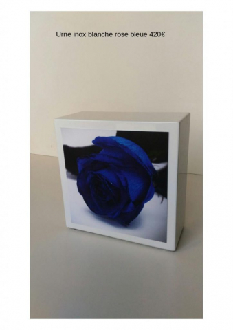 Urne inox blanche rose bleue