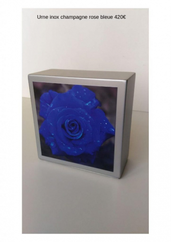 Urne inox champ rose bleue
